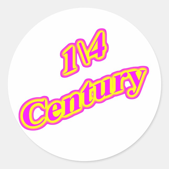 1\4 Century  Magenta Classic Round Sticker (Front)