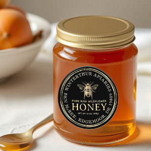 1.5" Gold Vintage Bee Waterproof Vinyl Honey Label