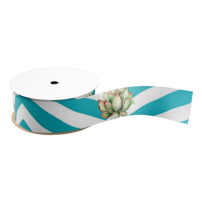 1.5" Grosgrain Ribbon Boho Cacti Cactus Succulent (Spool)
