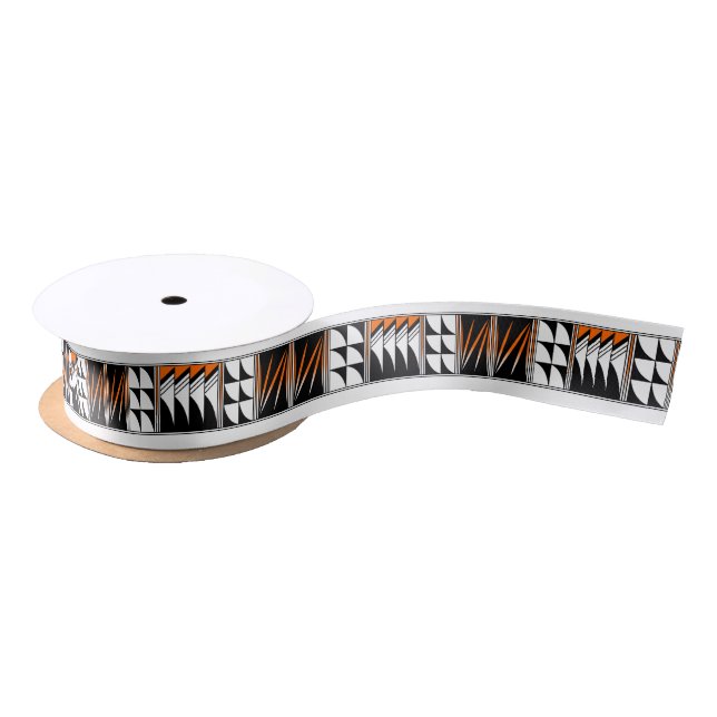 1.5 Inch Blessed Feathers in Orange Satin Ribbon (Spool)