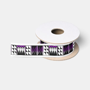1.5 Inch Blessed Feathers in Purple Satin Ribbon
