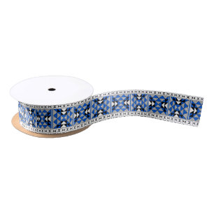 1.5 Inch Sacred Mountains in Blue Satin Ribbon