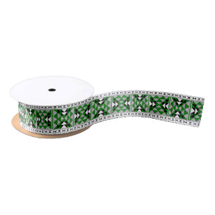 1.5 Inch Sacred Mountains in Green Satin Ribbon