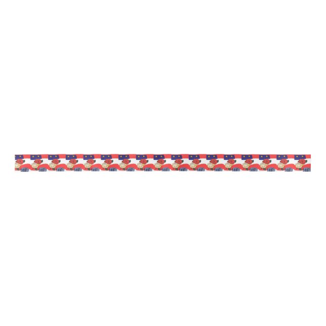 1.5 inch Satin Ribbon Roll-U.S.A. Red/White & Blue (Front)