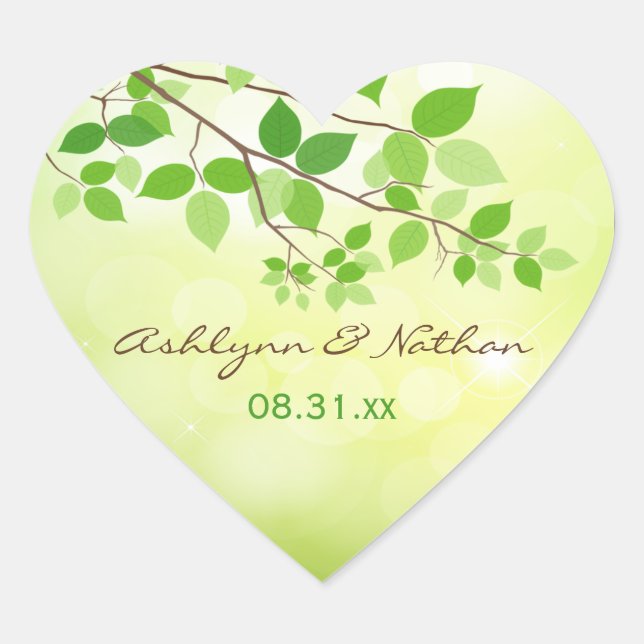 1.5" Leafy Branches Wedding Sticker (Front)