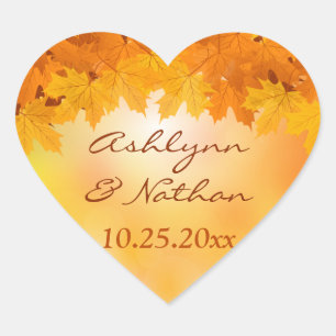 1.5" Maple Leaves Autumn Splendour Wedding Sticker