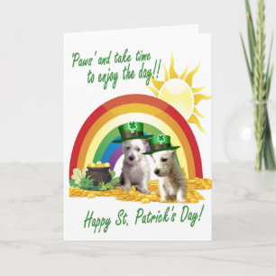 1. Adorable Westie Pups St. Patrick's Card