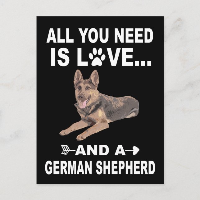 1 All You Need Is Love And A German Shepherd Postcard (Front)