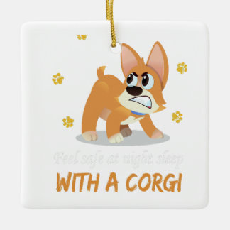 1 Angry Little Corgi Growling And Showing His Teet Ceramic Ornament