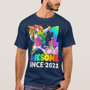 1 Awesome Since 2021 Dabbing Unicorn 1st Birthday T-Shirt