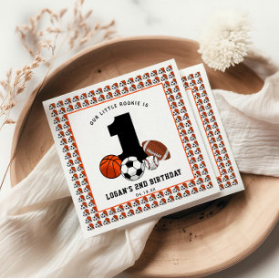 1 Ball Sports Theme Boy’s 1st Birthday Napkin