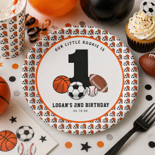 1 Ball Sports Theme Boy’s 1st Birthday Paper Plate