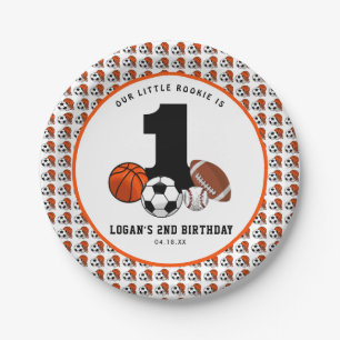 1 Ball Sports Theme Boy’s 1st Birthday Paper Plate