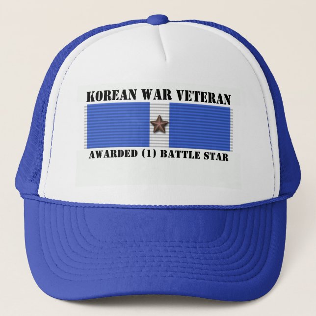 1 BATTLE STAR KOREAN WAR VETERAN TRUCKER HAT (Front)