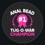 #1 Bead Tug O War Champion Funny Adult Humour Crin Classic Round Sticker<br><div class="desc">#1 Bead Tug O War Champion Funny Adult Humour Cringe</div>