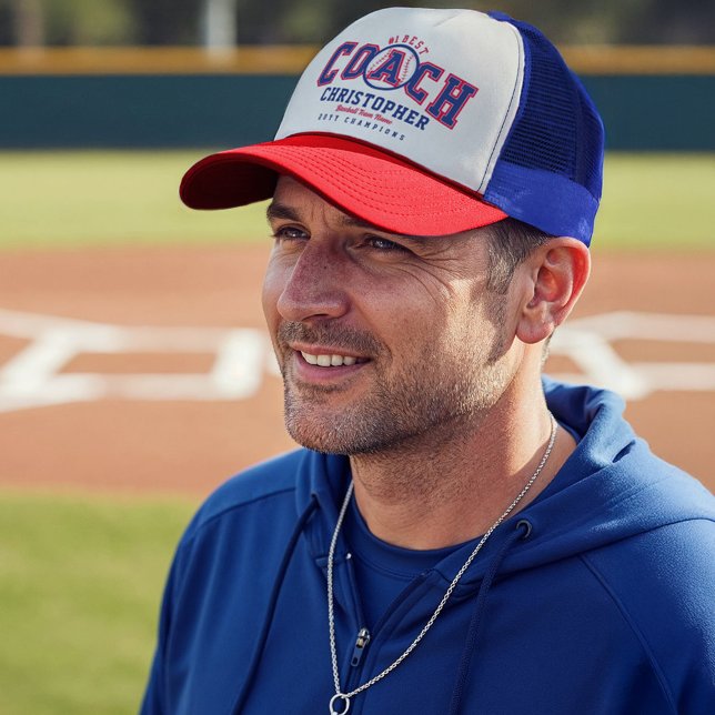 #1 Best Baseball Coach Fun Custom Name Team & Year Trucker Hat (#1 Best Baseball Coach Fun Custom Name Team & Year Trucker Hat)