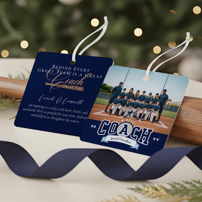 #1 Best Coach Baseball Team Photo Appreciation Metal Tree Decoration (#1 Best Coach Baseball Team Photo Appreciation Metal Ornament)