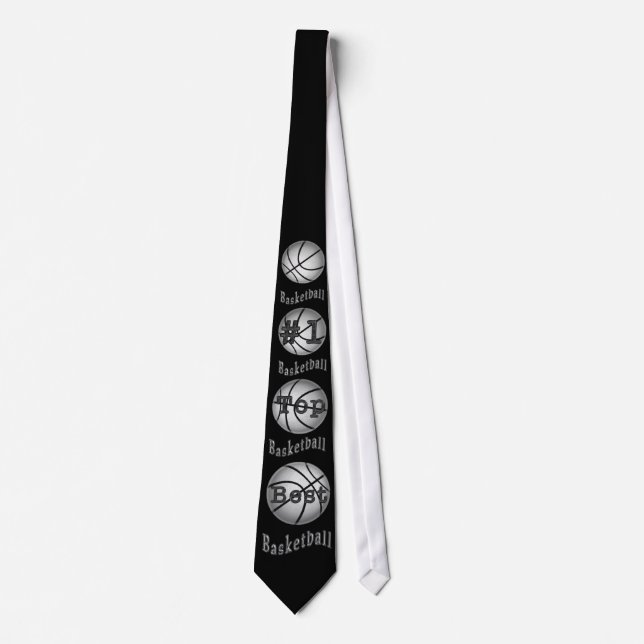 #1 Black and Grey Basketball Ties for Men (Front)