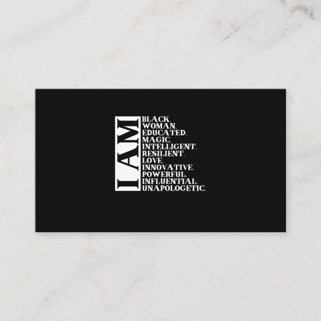 1 Black Woman Saying I Am Manuel.Png Business Card (Front)