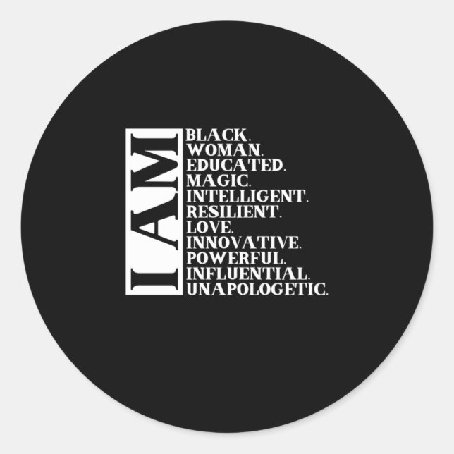 1 Black Woman Saying I Am Manuel.Png Classic Round Sticker (Front)