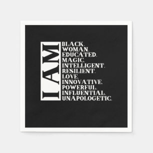 1 Black Woman Saying I Am Manuel.Png Napkin