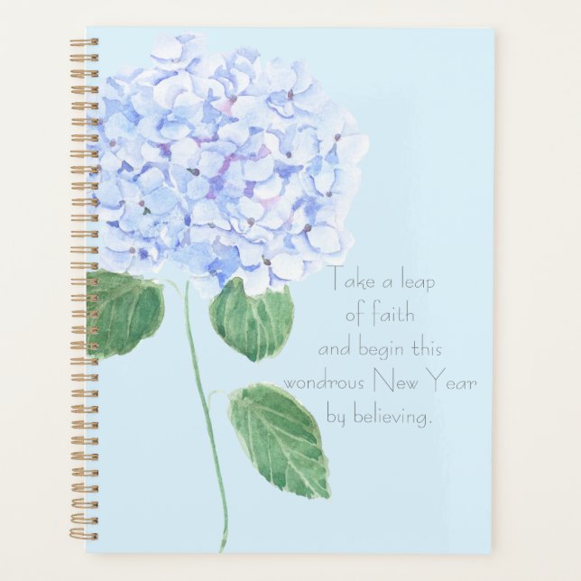 1 blue purple hydrangea  flowers  hand painted planner (Front)