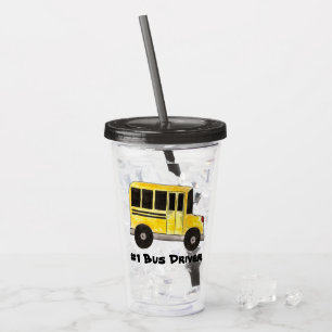 #1 Bus Driver Yellow School Bus Teacher Education Acrylic Tumbler