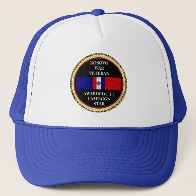 1 CAMPAIGN STAR KOSOVO WAR VETERAN TRUCKER HAT (Front)