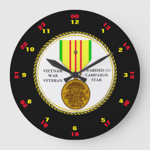 1 CAMPAIGN STAR VIETNAM WAR VETERAN LARGE CLOCK