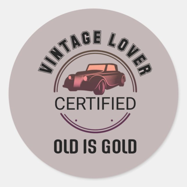 1.car lover vintage    classic round sticker (Front)