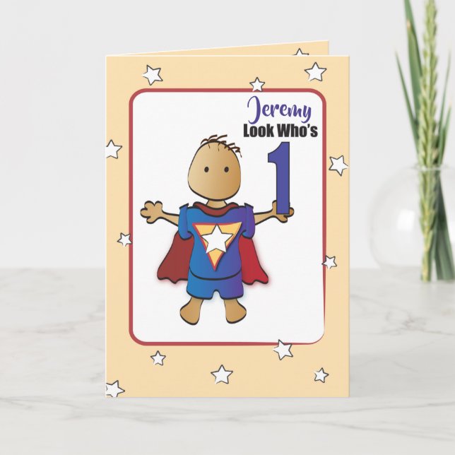 1 Cartoon Birthday Card for Super Boy (Front)