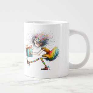 * 1 Colorful Whimsical Christmas Girl Gift AP97 Large Coffee Mug