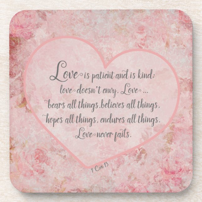 1 Cor 13 - Love is Patient Love is Kind Coaster (Front)