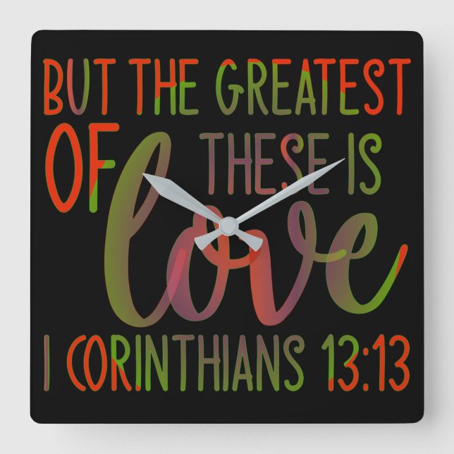 1 corienthians 13:13 square wall clock (Front)