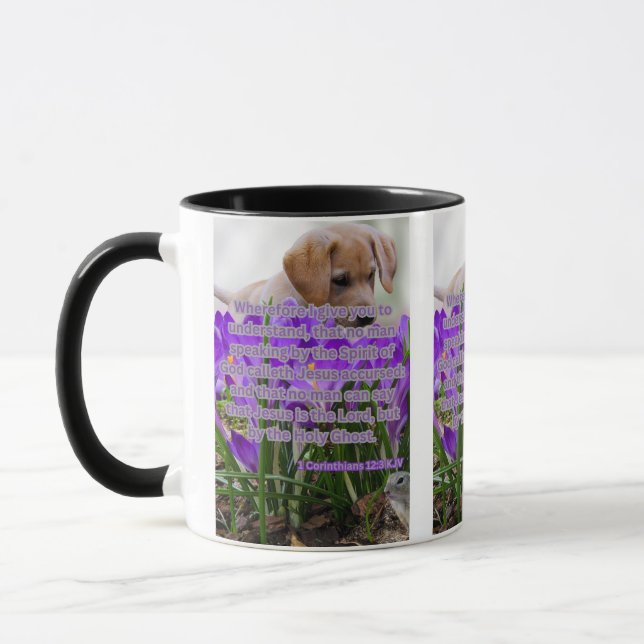 1 Corinthians 12:3 KJV Bible Verse Pic Two-Tone Mug (Left)