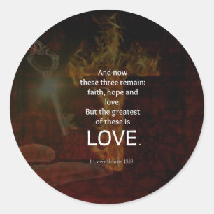 1 Corinthians 13:13 Bible Verses Quote About LOVE Classic Round Sticker