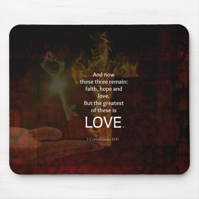 1 Corinthians 13:13 Bible Verses Quote About LOVE Mouse Mat (Front)