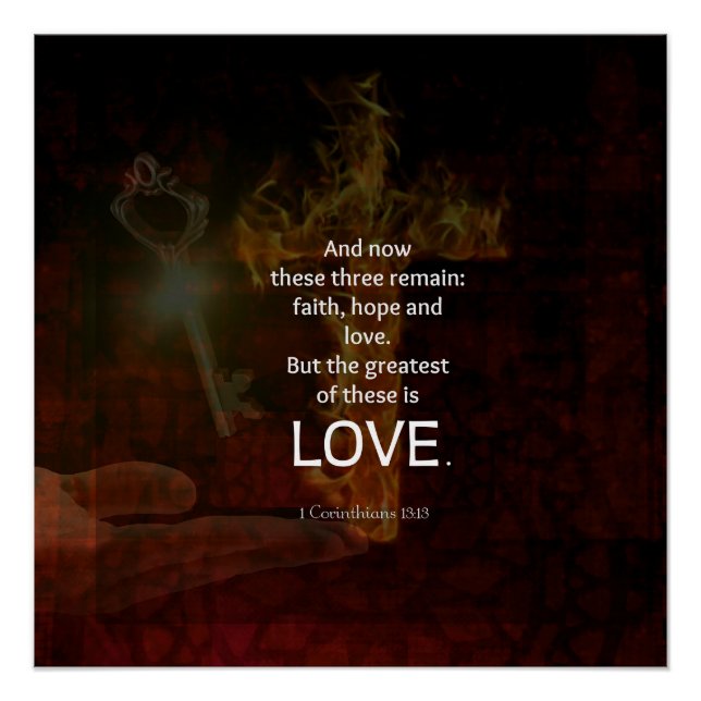 1 Corinthians 13:13 Bible Verses Quote About LOVE Poster (Front)