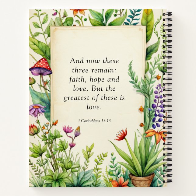1 Corinthians 13:13 Christian Bible Verse Notebook (Back)