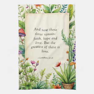 1 Corinthians 13:13 Christian Bible Verse Tea Towel