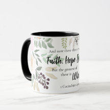 1 Corinthians 13:13 Faith Hope Love Black Floral