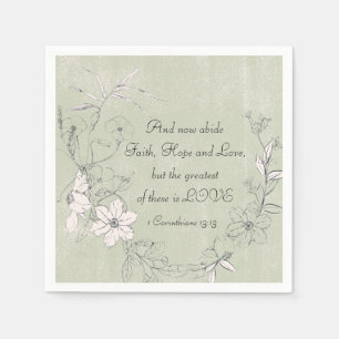 1 Corinthians 13:13 Faith Hope Love Simple Floral Napkin