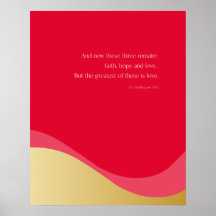 1 Corinthians 13:13, Love, Wall Art, Red & Gold