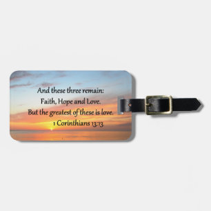 1 CORINTHIANS 13:13 SUNRISE PHOTO LUGGAGE TAG