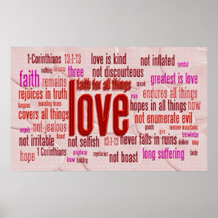 1 Corinthians 13:1-13 Heart Cloth Poster