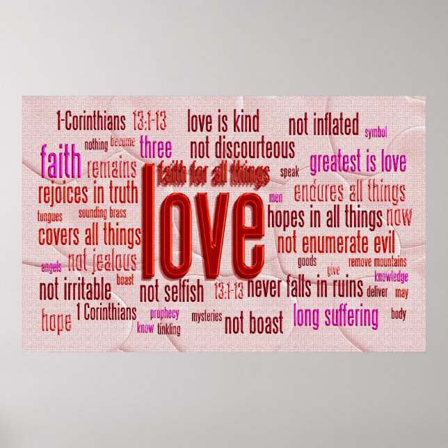 1 Corinthians 13:1-13 Heart Cloth Poster (Front)