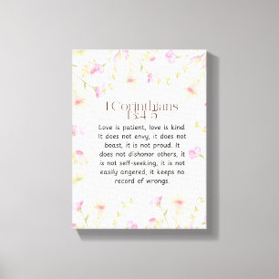 1 Corinthians 13:4-5 Christian Bible Verse Art Canvas Print