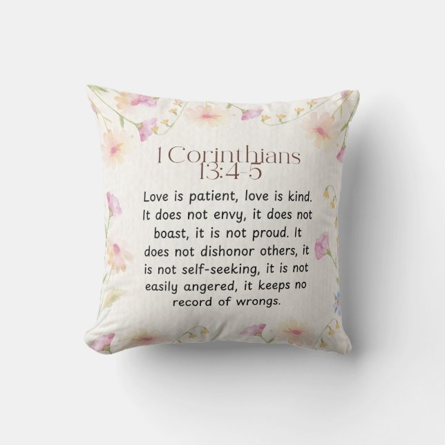 1 Corinthians 13:4-5 Christian Bible Verse Art  Cushion (Front)