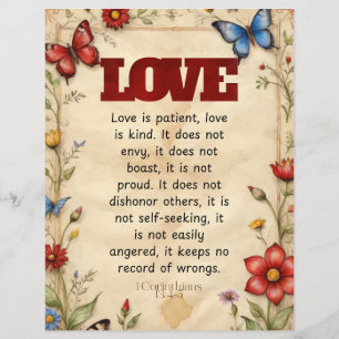 1 Corinthians 13:4-5 Christian Bible Verse Art  Flyer