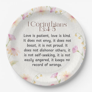1 Corinthians 13:4-5 Christian Bible Verse Art Paper Plate